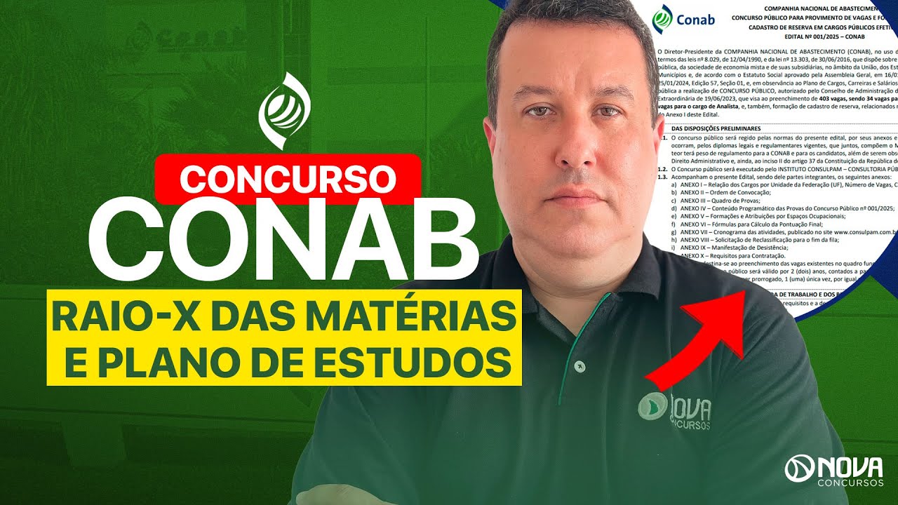 CONCURSO CONAB 2025: RAIO X DAS DISCIPLINAS E PLANO DE ESTUDOS 🏆