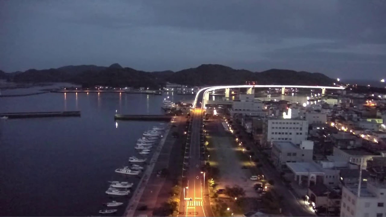 Live webcam view of Ushibuka Harbor & Haiya Bridge