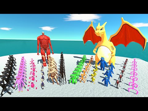 Epic Battle - Team Rainbow Friends VS Team Beast Titan - Revolt Battle Simulator