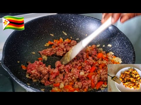 Cooking mince meat and pasta the Zimbabwean style