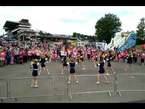 Dance in Motion cheerleaders 1st routine @ Cheltenhem Race for Life 2012