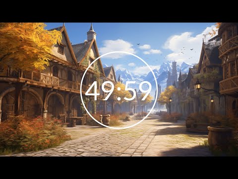 4-Hour Fantasy Focus Pomodoro 🎵 Relaxing Fantasy Music 🎵 50/10 Timer: Autumnhaven Village