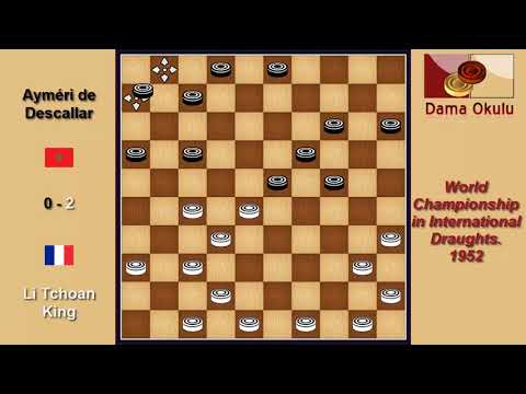 Li Tchoan King (FRA) - Ayméri de Descallar (MAR). Draughts World Championship. 1952.
