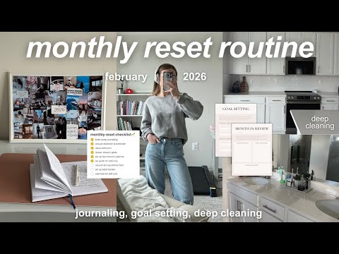 FEBRUARY MONTHLY RESET | goal setting for a new month, deep cleaning, habit tracking + plan with me