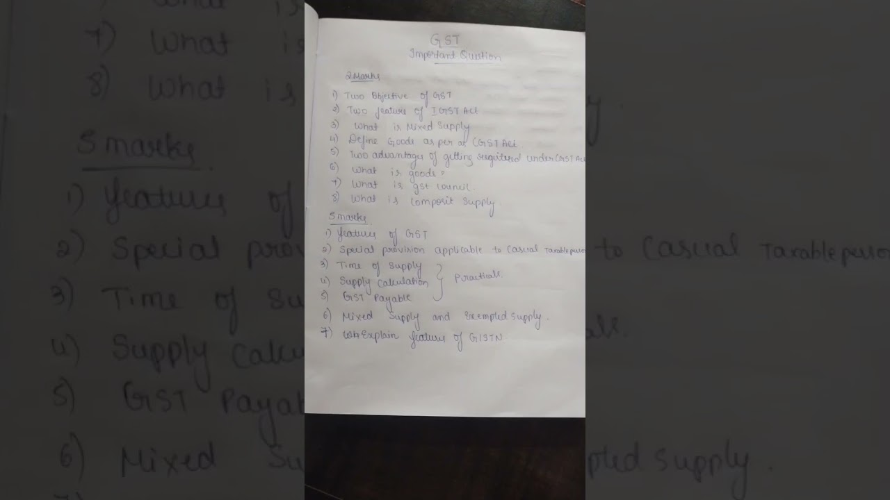 GST very important questions for 5th sem bcom #bcu #nep #gst