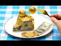 Stop Motion Party COOKING A REAL GOLDEN MONEY CAKE