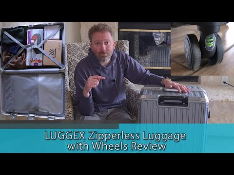 LUGGEX Checked Suitcase with Spinner Wheels, 8010S Aluminum Frame Zipperless Polycarbonate Hard Shell Suitcase (ZX-Core, Charcoal Metallic, 28 Inch) video review thumbnail