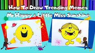How to Draw Trending Memes Mr.Happy & Little Miss Sunshine  #mrmen #littlemiss #mrhappy #memes