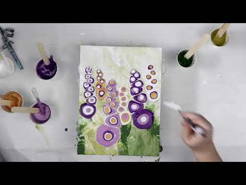 (765) Paisley in Purple Acrylic Pour Painting Technique, How to Paint Abstract Flowers