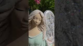 Andělka Gloria  ochránkyně klidu - 42 cm - mentolová - sádra