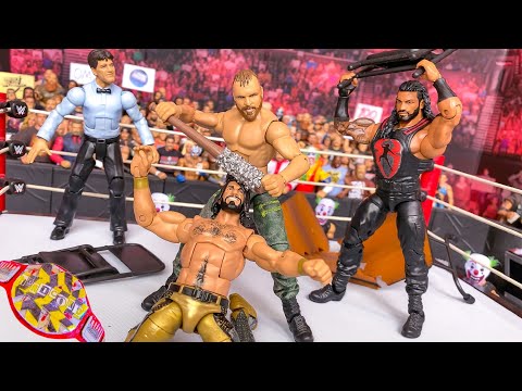 Roman Reigns vs Seth Rollins vs Jon Moxley - Action Figure Match! Hardcore Championship!