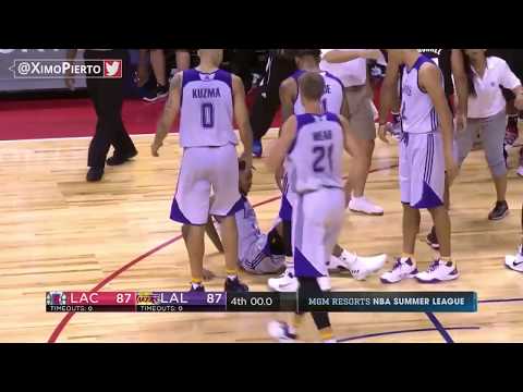 Brandon Ingram Leg Injury & Misses Game Winner   Lakers vs Clippers   2017 NBA Summer League