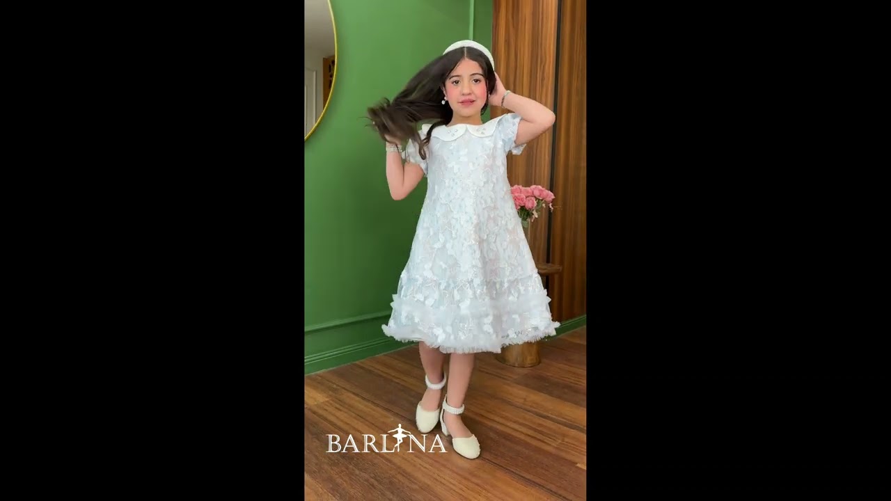 Girls' ice blue dress with light layers - 16 years