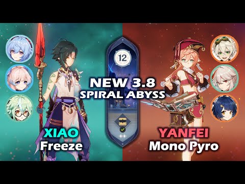 NEW Spiral Abyss 3.8 | C0 Xiao Freeze & C6 Yanfei Mono Pyro | Floor 12 Full Star Clear