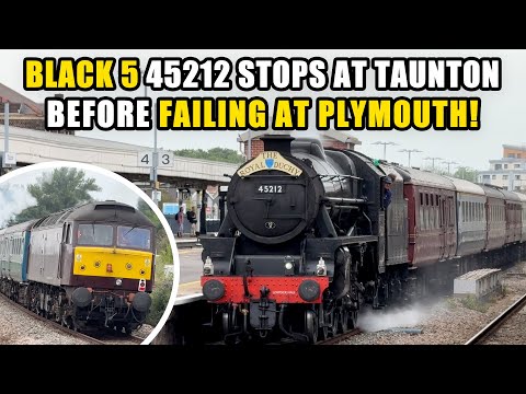 LMS Black Five 45212 + 47812 on the ROYAL DUCHY at Taunton, before failing with HOT BOX at Plymouth!