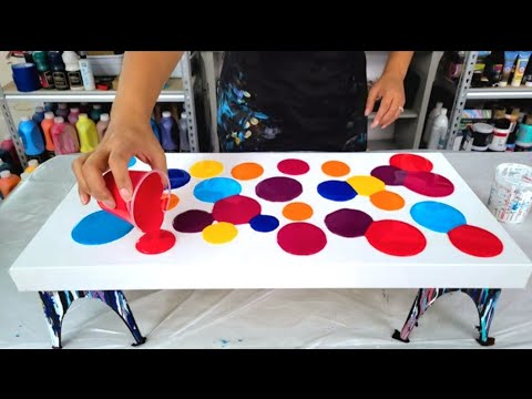 Liquid Puddles Of Colorful JOY - Gorgeous Color Combo - Liquid Acrylic Painting - Acrylic Pouring