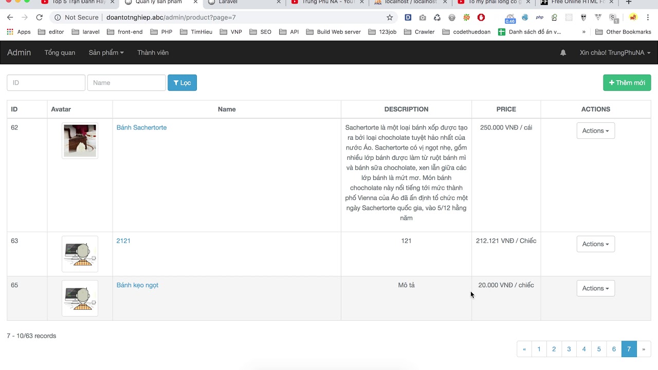 Code thuê đồ án cntt - Thêm sửa xoá sản phẩm - Support đồ án