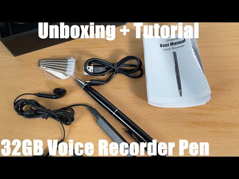 32GB Voice Recorder Pen, HD Voice Activated Recorder Rechargeable Portable unboxing and instructions