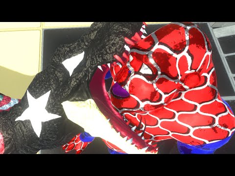 BLACK CAPTAIN AMERICA T-REX VS SPIDER-MAN GORO DEATH RUN SKY-Animal Revolt Battle Simulator