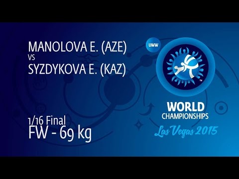 1/16 FW - 69 kg: E. SYZDYKOVA (KAZ) df. E. MANOLOVA (AZE) by FALL, 4-3