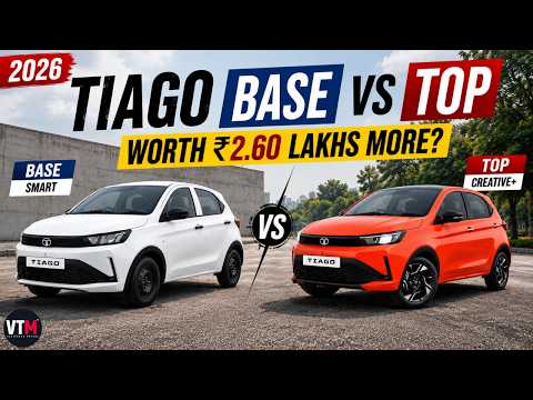 Thumbnail for Tata Tiago facelift Smart vs Creative Plus Paying ₹2.60 Lakh More For Top Model Actually Worth It? by video, WiLL, Car, vide