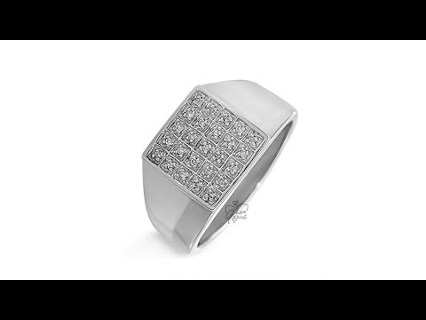 9ct White Gold 0.25ct Diamond Signet Ring - Hatton Jewellers London