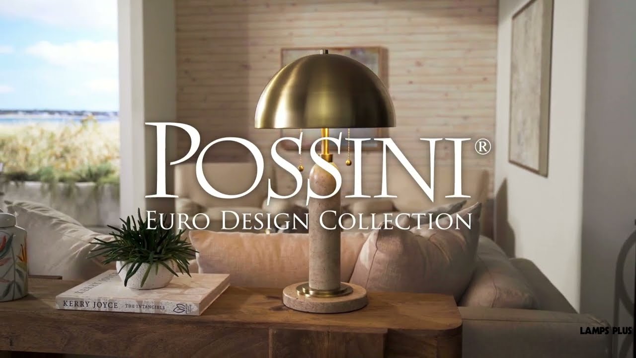 Video 1 Watch A Video About the Possini Euro Chanterelle Faux Stone and Brass Dome Table Lamp