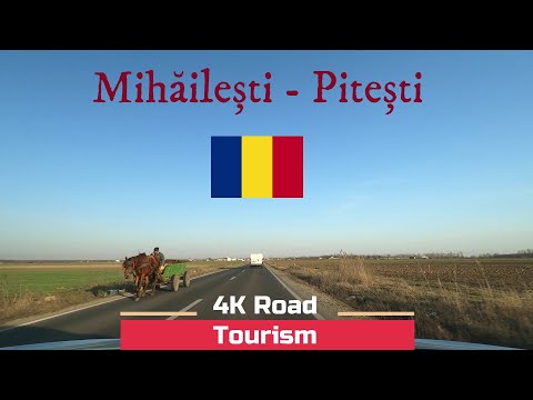 Driving Romania: Mihăilești - Pitești - 4k county roads drive through South Romanian Plains