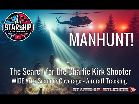 🔴MANHUNT - Charlie Kirk Shooting Suspect - Wide Area Scanner Feeds + Aircraft Tracker