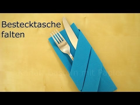 Servietten falten: Bestecktasche falten für Hochzeit, Geburtstag - Einfache Tischdeko