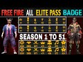 FREE FIRE ALL ELITE PASS BADGE || SEASON 1 TO ALL ELITE PASS BADGE || FREE FIRE ELITE PASS BADGE