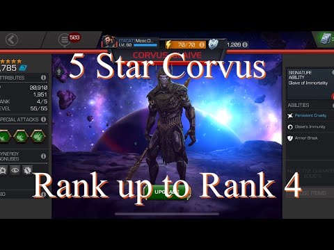 Taking My 5 Star Corvus Up To Rank 4! ( With Some Gameplay)- Marvel Contest Of Champions
