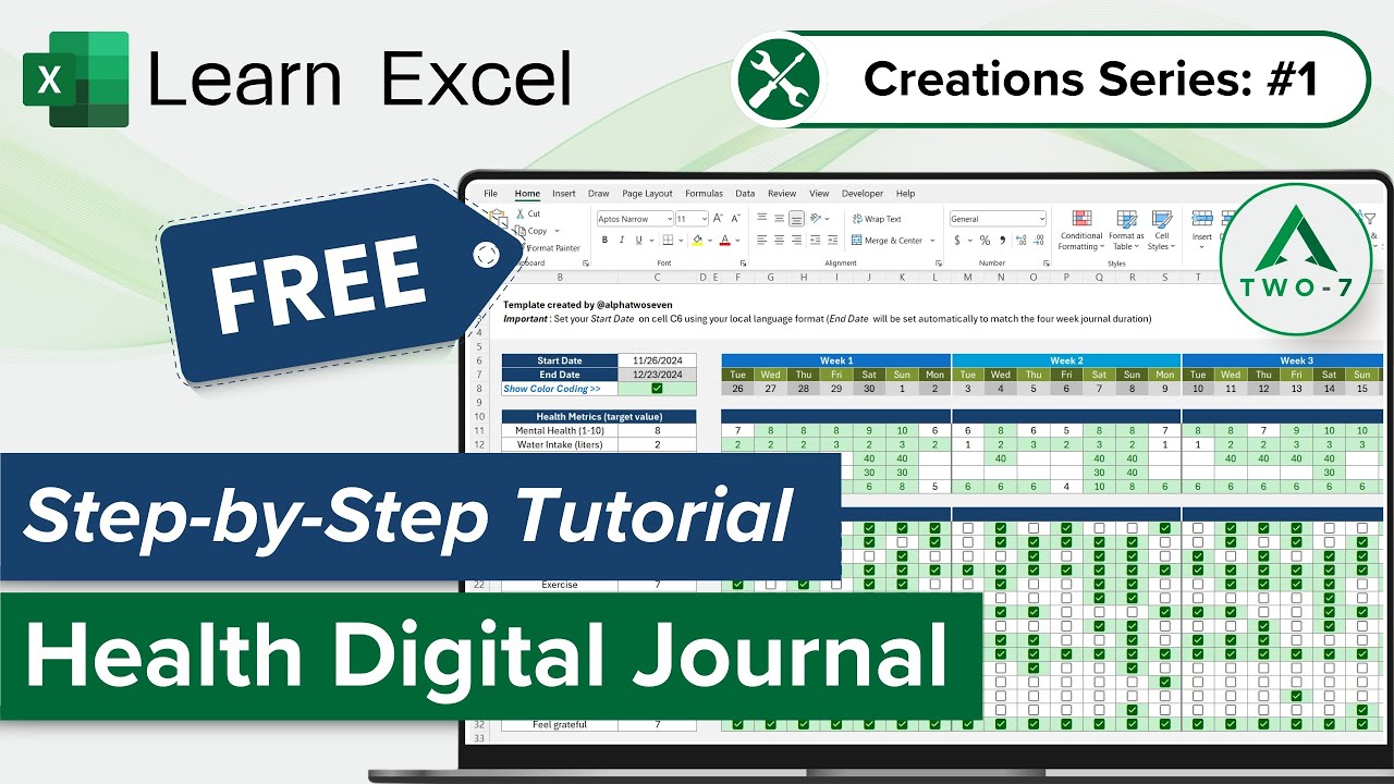 Health Digital Journal - Free Template and Step by Step Tutorial - Create Your Own Spreadsheet