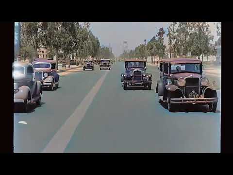 California 1935, Wilshire Blvd in color 60fps, Remastered wadded sound