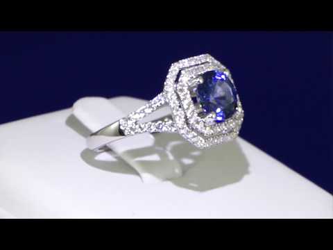 SAPPHIRE & DIAMOND HALO RING