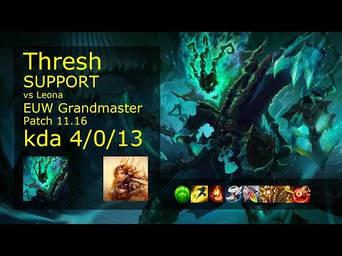 Thresh Support & Syndra vs Leona & Ziggs - EUW Grandmaster 4/0/13 Patch 11.16 Gameplay