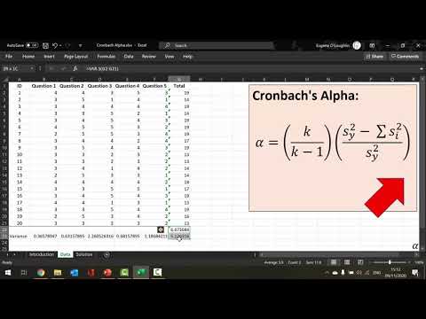 So berechnen Sie Cronbachs Alpha in Excel