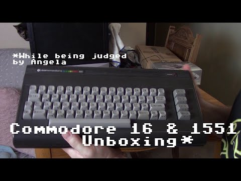 Commodore 16 and 1551 drive unboxing, while being judged by Angela the Cat.