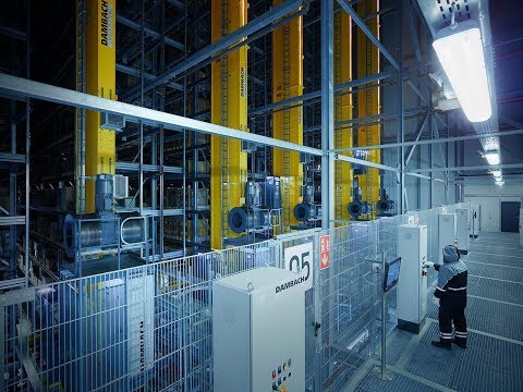 DAMBACH Storage and retrieval machines in the high bay cold store for foodstuffs