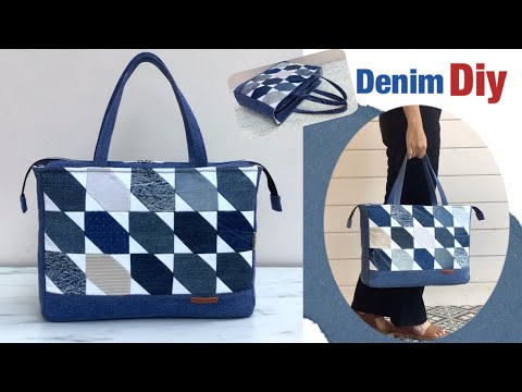 how to sew denim tote bag with zipper tutorial from...