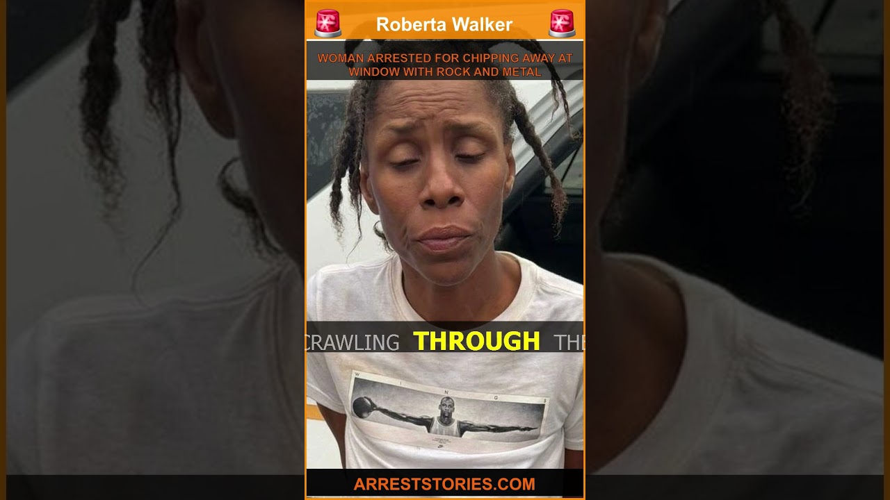 WOMAN ARRESTED FOR CHIPPING AWAY AT WINDOW WITH ROCK AND METAL