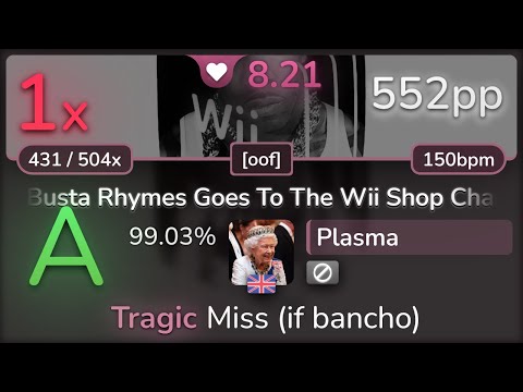 8.2⭐ Plasma | DatManOvaDer - Busta Rhymes Goes To The Wii Shop [oof] 99.03% (552pp 1❌) - osu!