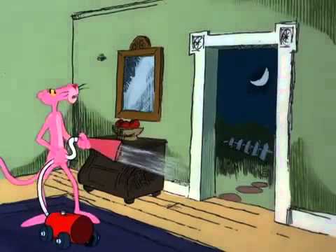 The Pink Panther in 'Pink S W A T ' vacuum cleaner scene