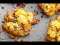 Crispy Garlic Butter Parmesan Smashed Potatoes
