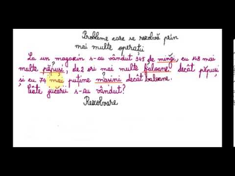 Probleme care se rezolvă prin mai multe operatii - Matermatică pentru clasa a IV-a