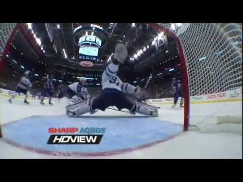 Joffrey Lupul scores and shatters the goal camera.
