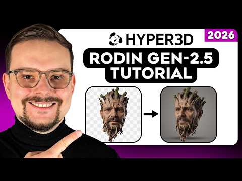 Hyper3D's Rodin Gen-2.5 Tutorial - Turn 2D Image Into Production-Ready 3D Model YouTube thumbnail