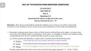 2017 AP Statistics Free Response #1