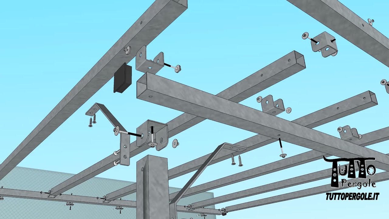 Dettagli struttura in ferro zincato addossata in 3D