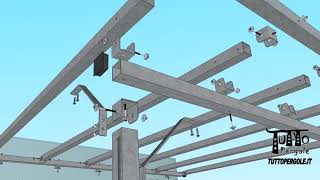 Dettagli struttura in ferro zincato addossata in 3D